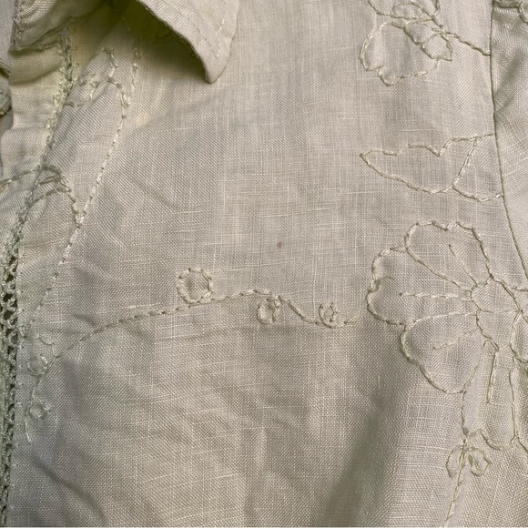 Vintage Ecologie linen blouse floral details - Picture 5 of 6